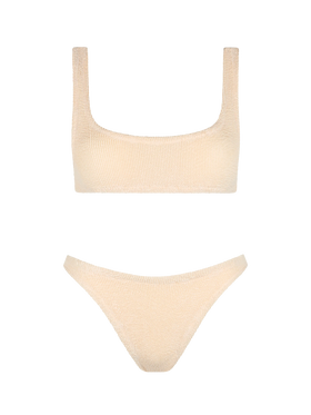 Beigefarbener klassischer Crinkle-Bralette-Bikini für Damen Naima Elise