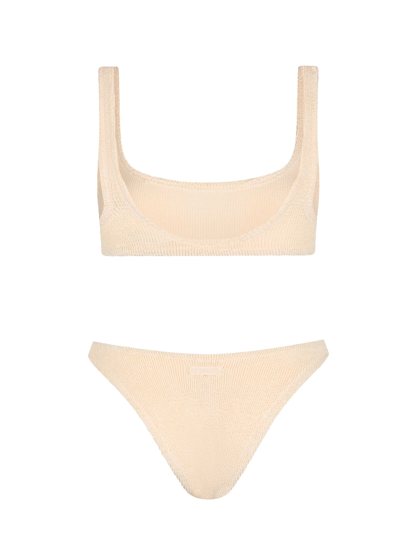 Beigefarbener klassischer Crinkle-Bralette-Bikini für Damen Naima Elise