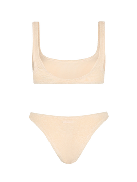 Beigefarbener klassischer Crinkle-Bralette-Bikini für Damen Naima Elise