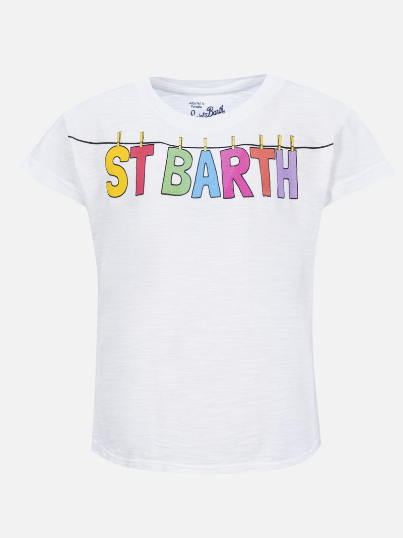 Girl t-shirt with St. Barth multicolor print