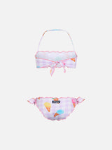 Girl classic bandeau bikini Emy with ice cream print