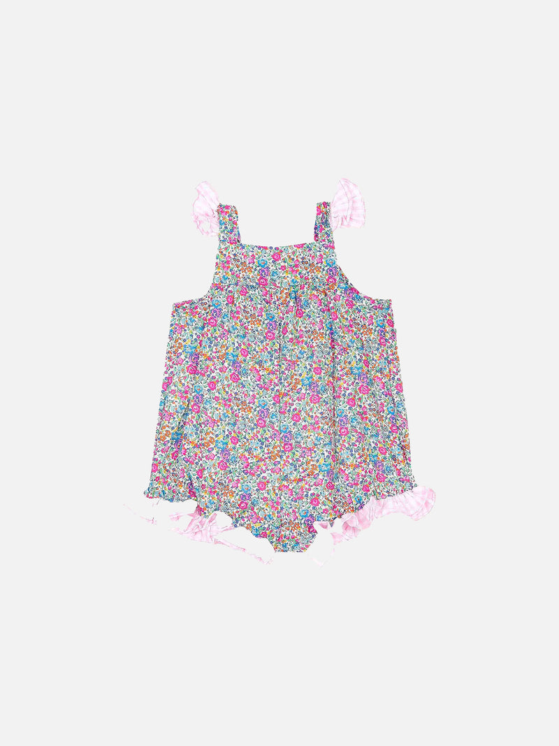 Baby cotton romper suit with flower print | Made with Liberty fabric