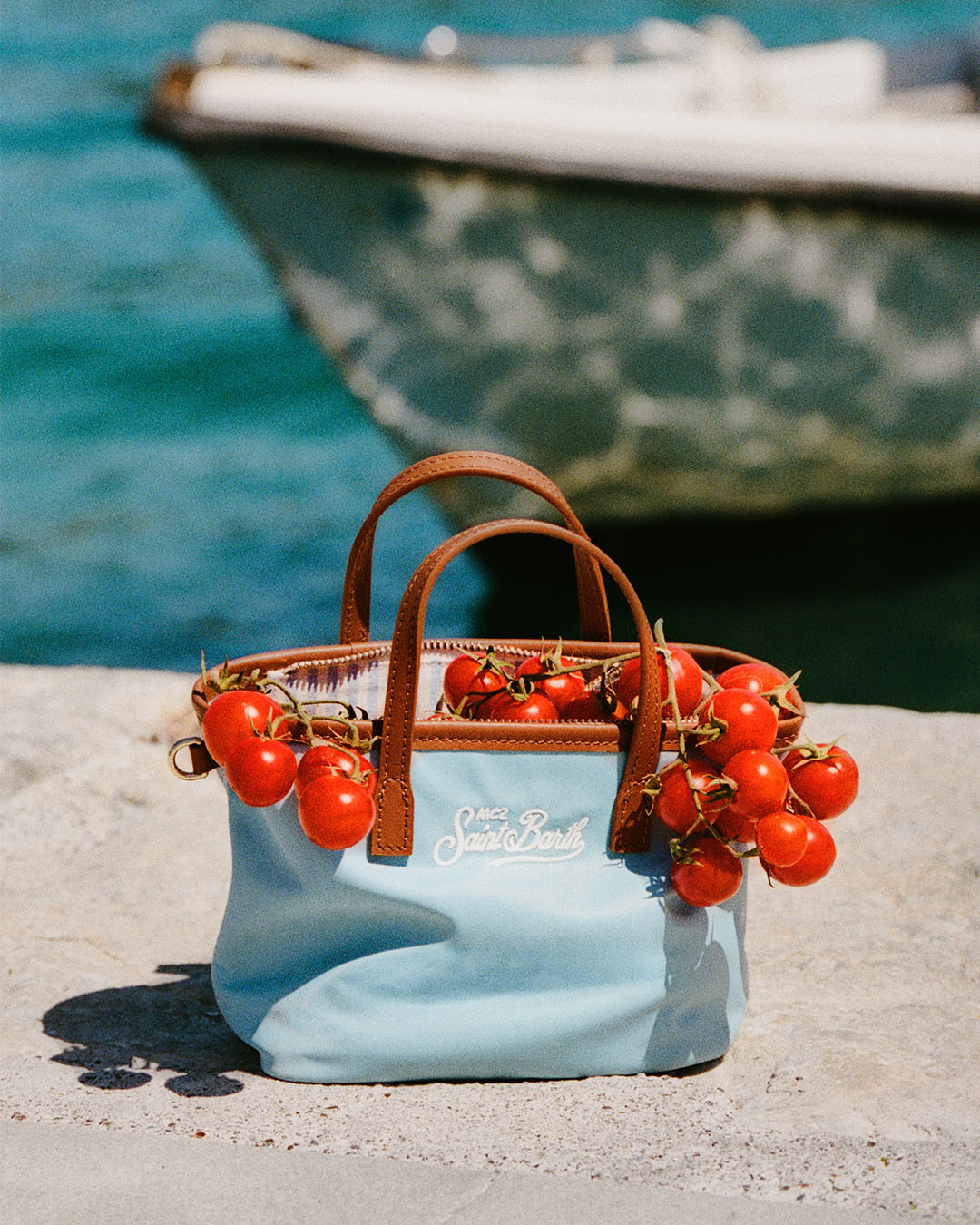 Mini sac City en nylon bleu clair 