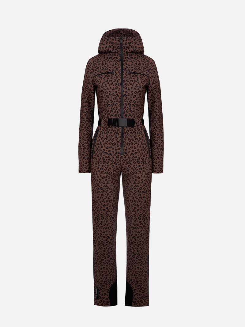 Woman animalier ski suit Garmisch with Recco technology