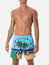 Mittellange Badeshorts Gustavia für Herren mit platziertem Aufdruck von Britto Design | ©BRITTO SPECIAL EDITION