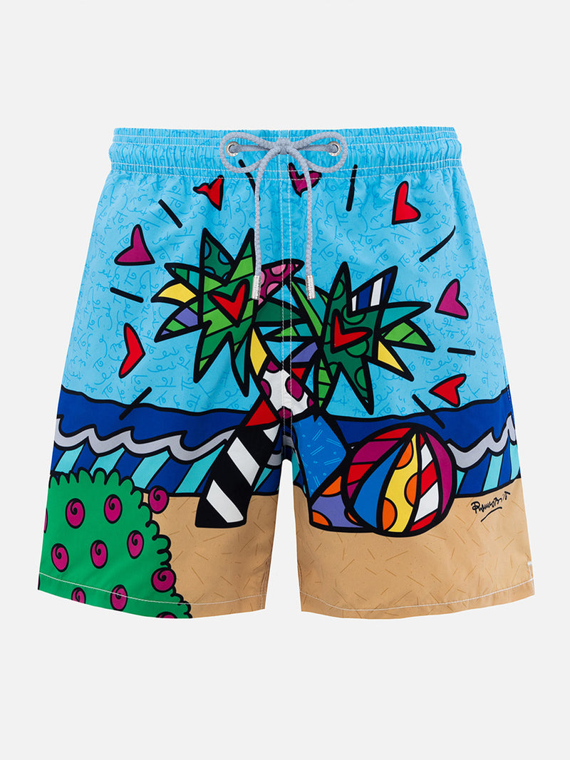 Mittellange Badeshorts Gustavia für Herren mit platziertem Aufdruck von Britto Design | ©BRITTO SPECIAL EDITION