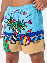 Mittellange Badeshorts Gustavia für Herren mit platziertem Aufdruck von Britto Design | ©BRITTO SPECIAL EDITION