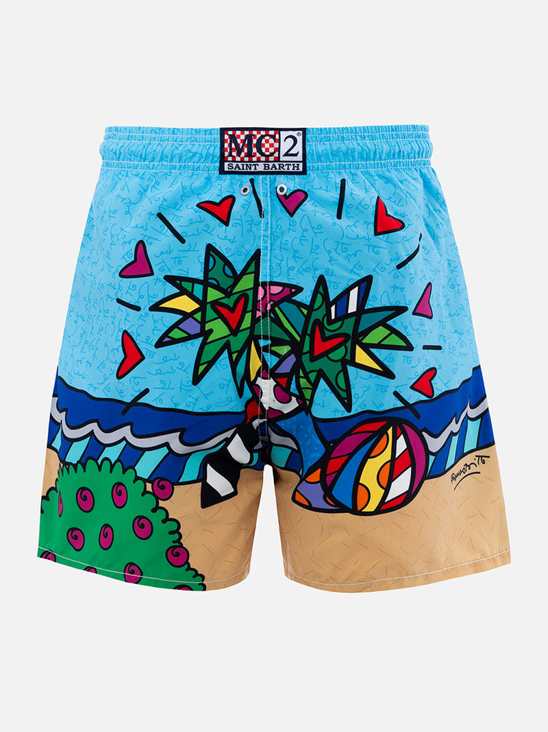 Mittellange Badeshorts Gustavia für Herren mit platziertem Aufdruck von Britto Design | ©BRITTO SPECIAL EDITION