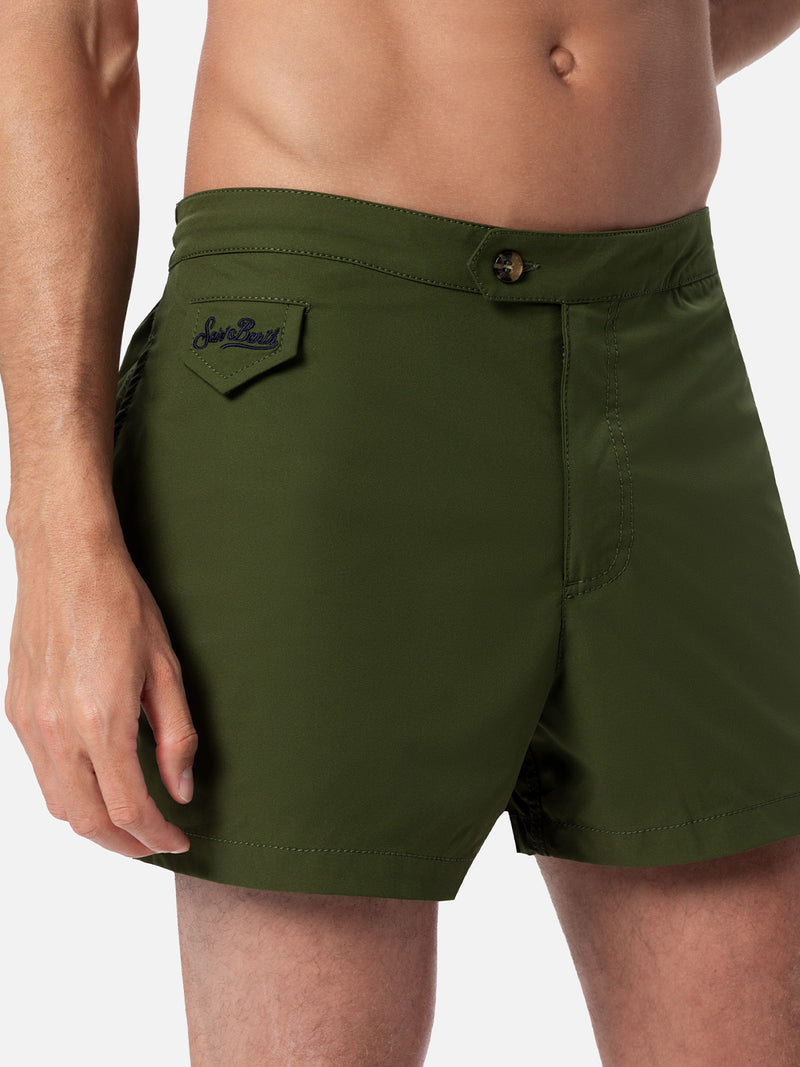 Man military green fitted cut swim shorts Harrys