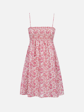 Woman Betsy cotton dress Hawa with smocked embroidery | MADE WITH LIBERTY FABRIC - MC2 Saint Barth