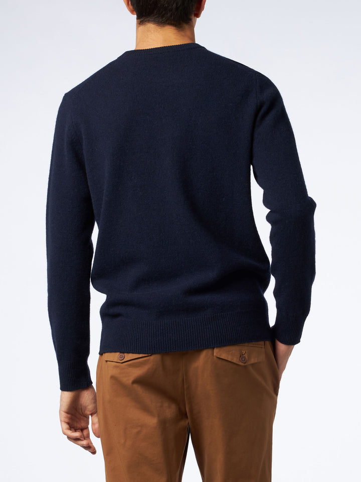 Man crewneck blue sweater with St. Barth embroidery - MC2 Saint Barth