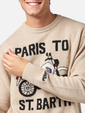 Herrenpullover mit „Paris to St.Barth“-Frontprint