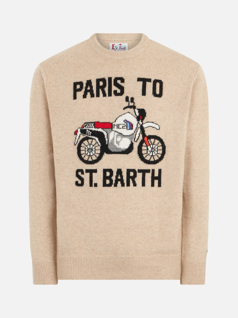 Maglia da uomo con stampa frontale Paris to St.Barth