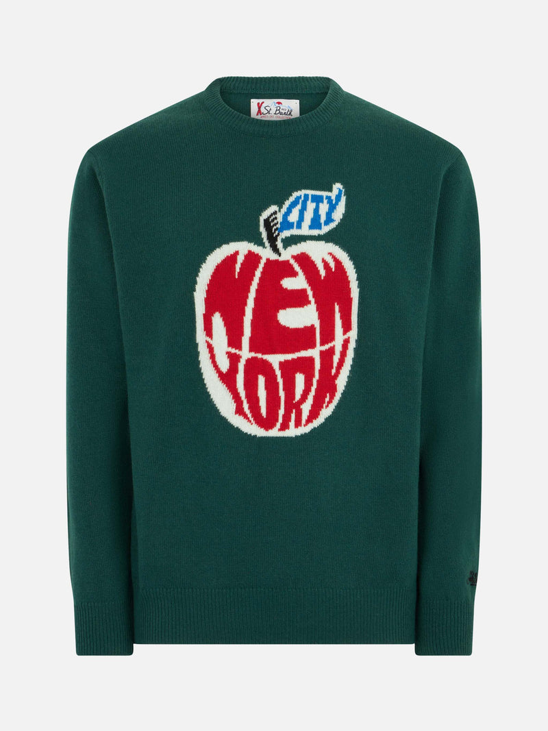 Man sweater with New York apple print