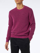 Maglia da uomo fucsia in lana stretch con ricamo St. Barth