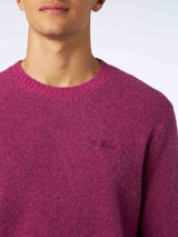 Man fuchsia stretch wool sweater with St. Barth embroidery