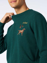 Man crewneck sweater with St. Barth Country Club and dog embroidery