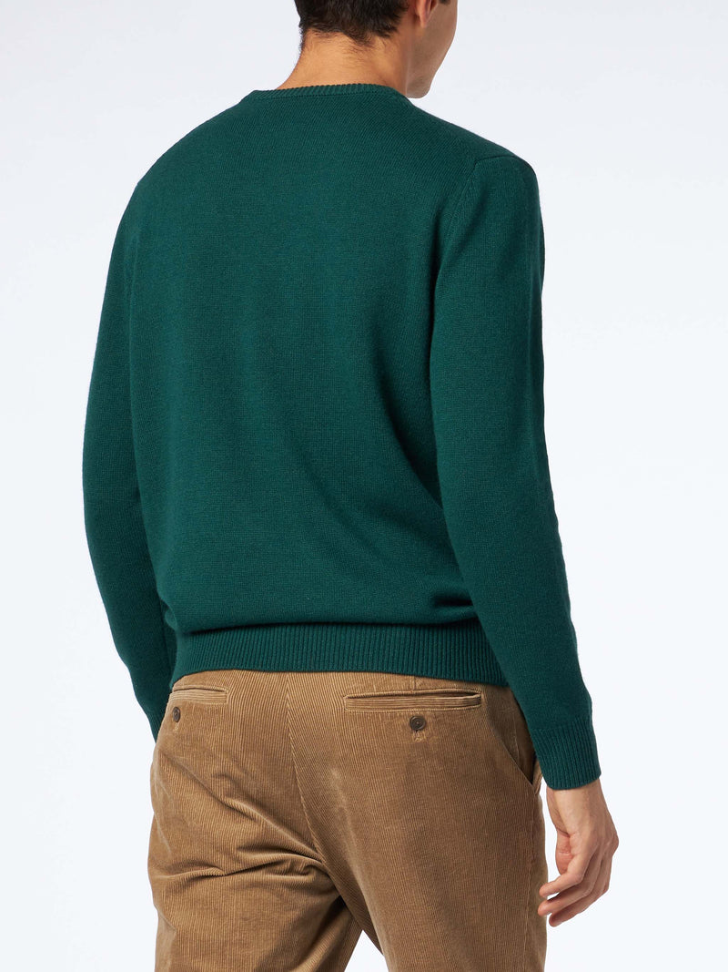 Man crewneck sweater with St. Barth Country Club and dog embroidery