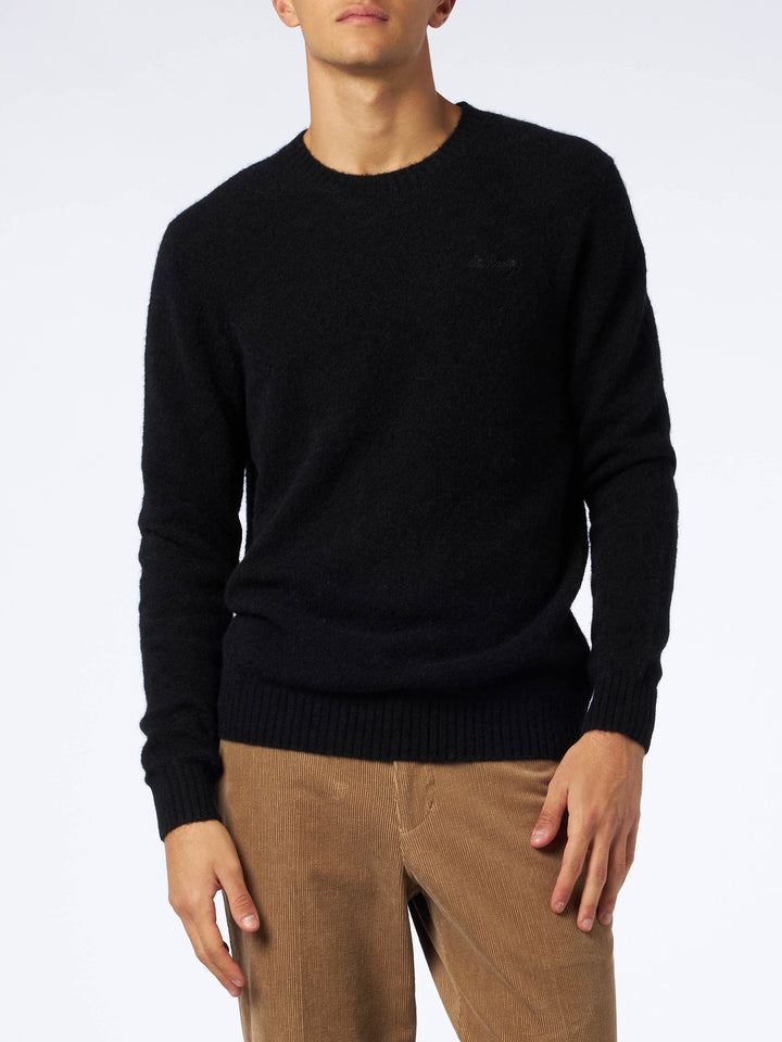 Man black stretch wool sweater with St. Barth embroidery - MC2 Saint Barth
