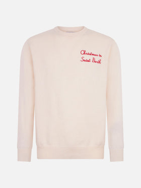 Maglione girocollo Heron con ricamo Christmas in Saint Barth