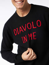 Man sweater with front DIAVOLO IN ME embroidery and back wings