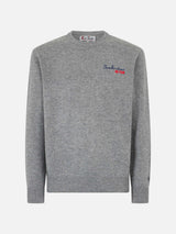 Man crewneck sweater with Bombardino Ski Club embroidery