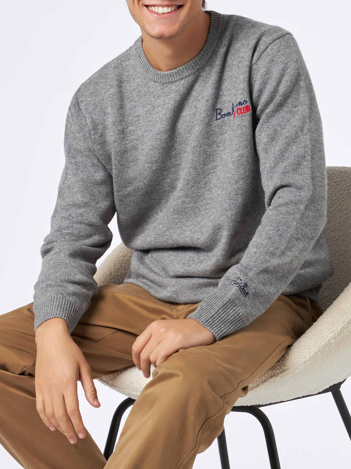Maglione da uomo girocollo con ricamo Bombardino Ski Club