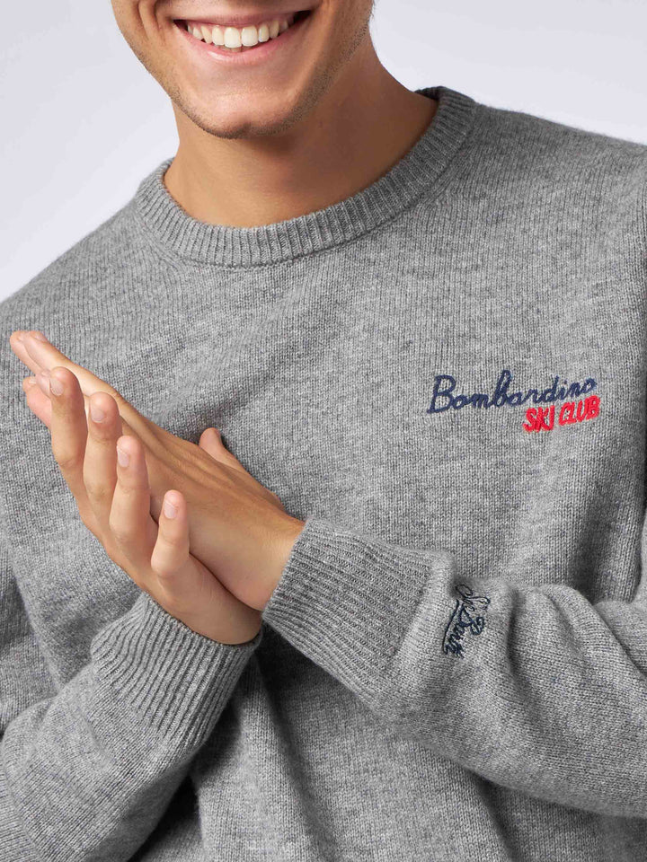 Maglione da uomo girocollo con ricamo Bombardino Ski Club