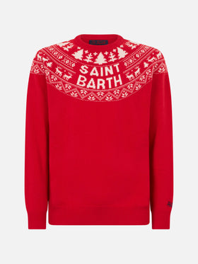 Maglione rosso da uomo in stile norvegese