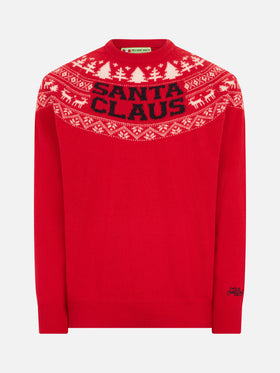 Maglione rosso da uomo in stile norvegese