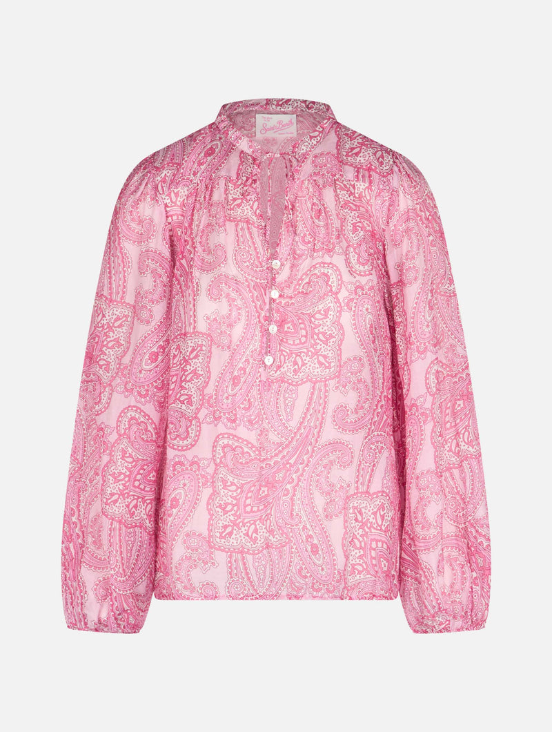 Blusa da donna in voile di seta paisley Harper