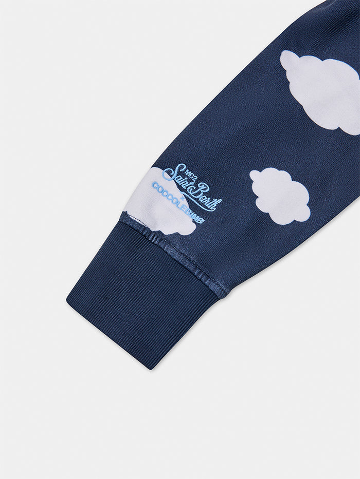 Kid crewneck blue sweatshirt with Coccole e nuvole embroidery | COCCOLEBIMBI SPECIAL EDITION - MC2 Saint Barth