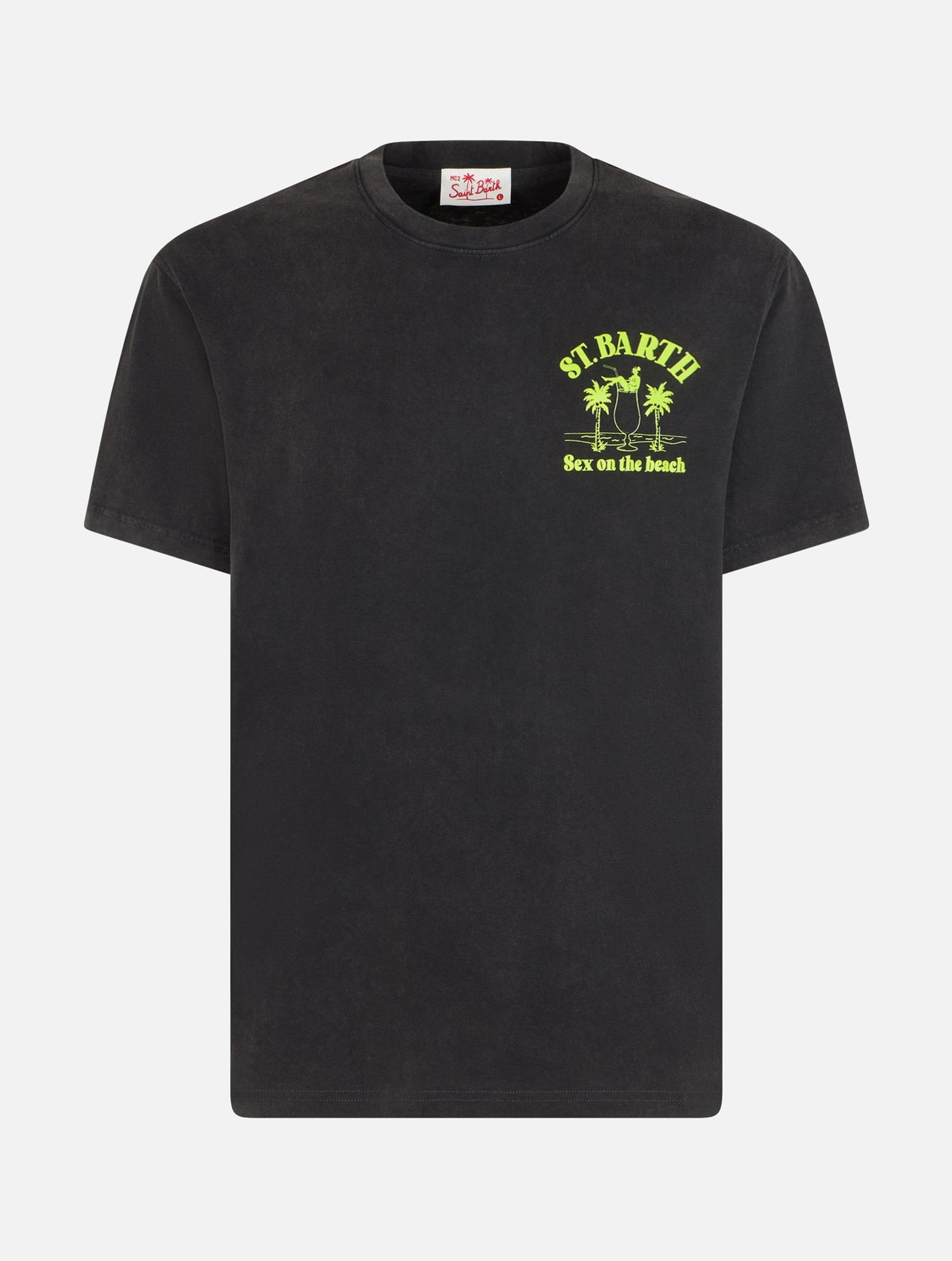 Herren-Vintage-Baumwoll-T-Shirt Jack mit St. Barth Sex on the Beach-Aufdruck