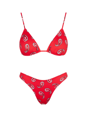 Damen-Triangel-Bikini mit Paisley-Print