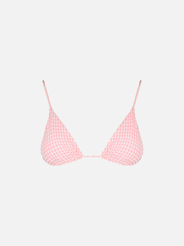 Woman seersucker gingham triangle top