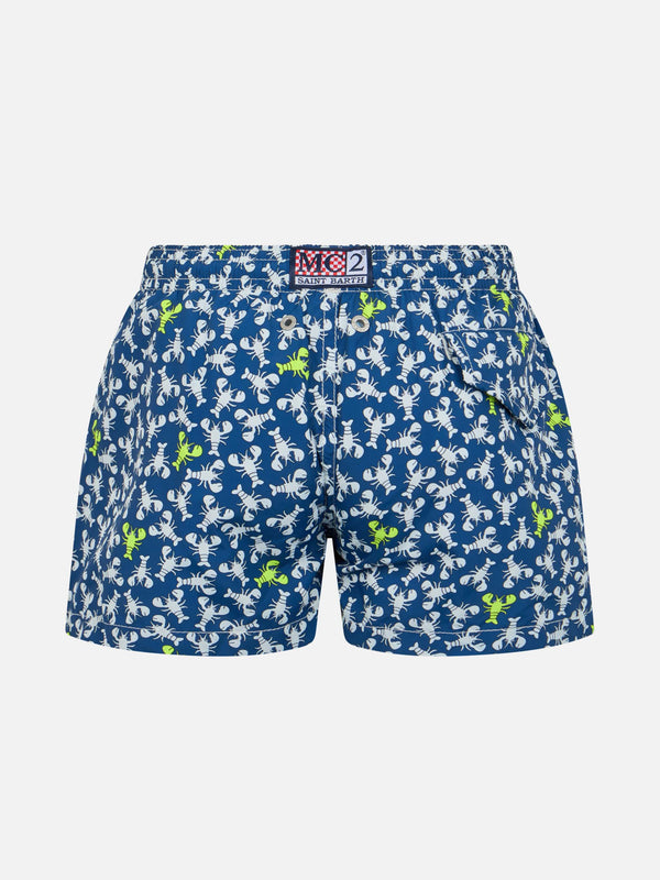 Boy lightweight fabric swim-shorts Jean Lighting with lobsters print