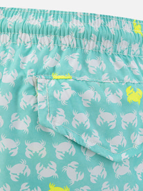 Boy lightweight fabric swimshorts with crabs print