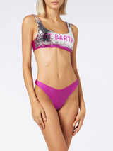 Bikini a bralette da donna in paillettes fucsia