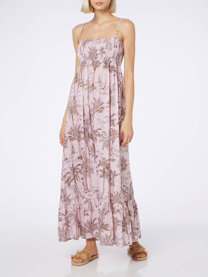 Woman cotton dress Jemma with smocked embroidery - MC2 Saint Barth