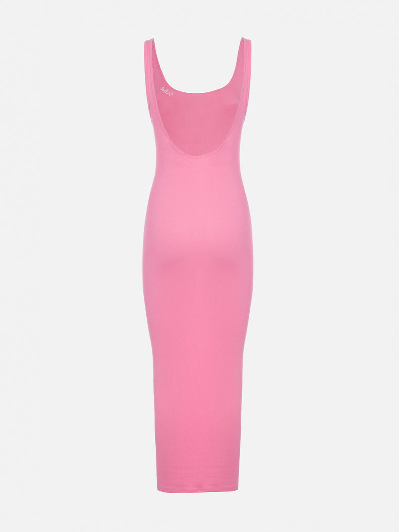 Woman ribbed pink cotton jersey tank dress Jennifer