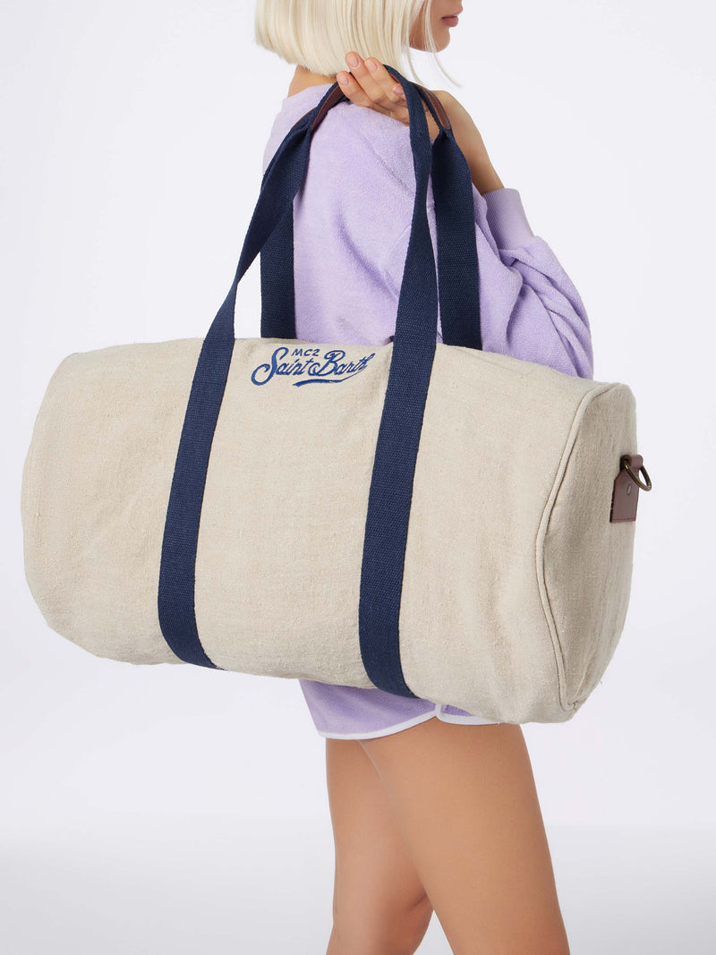 Natural linen travel duffle bag Jetleg