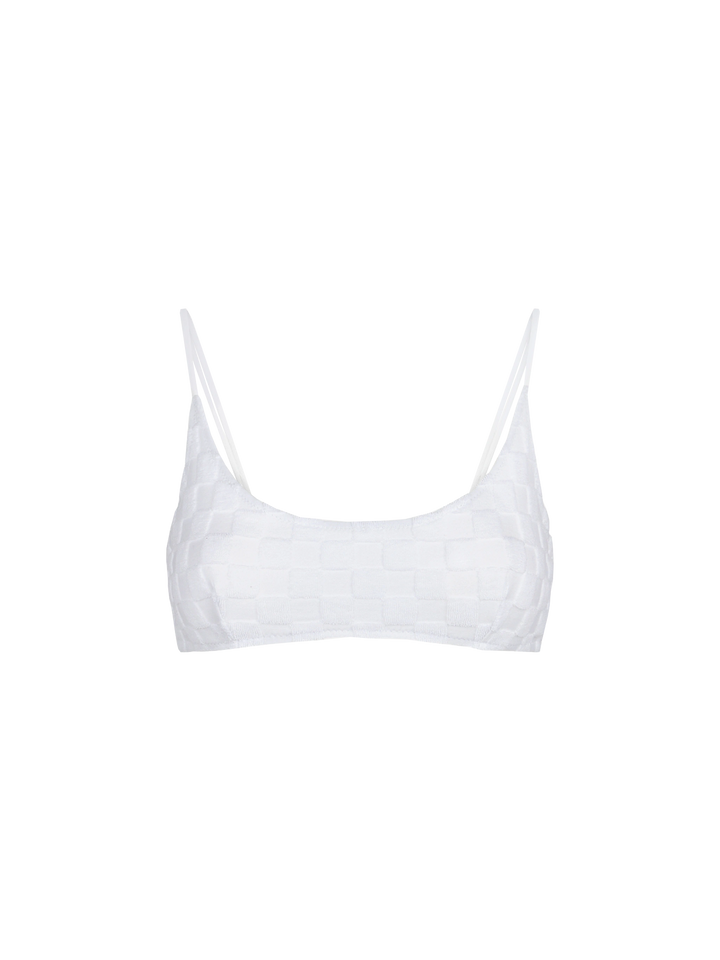 Costume da bagno da donna a bralette in spugna a quadri bianchi