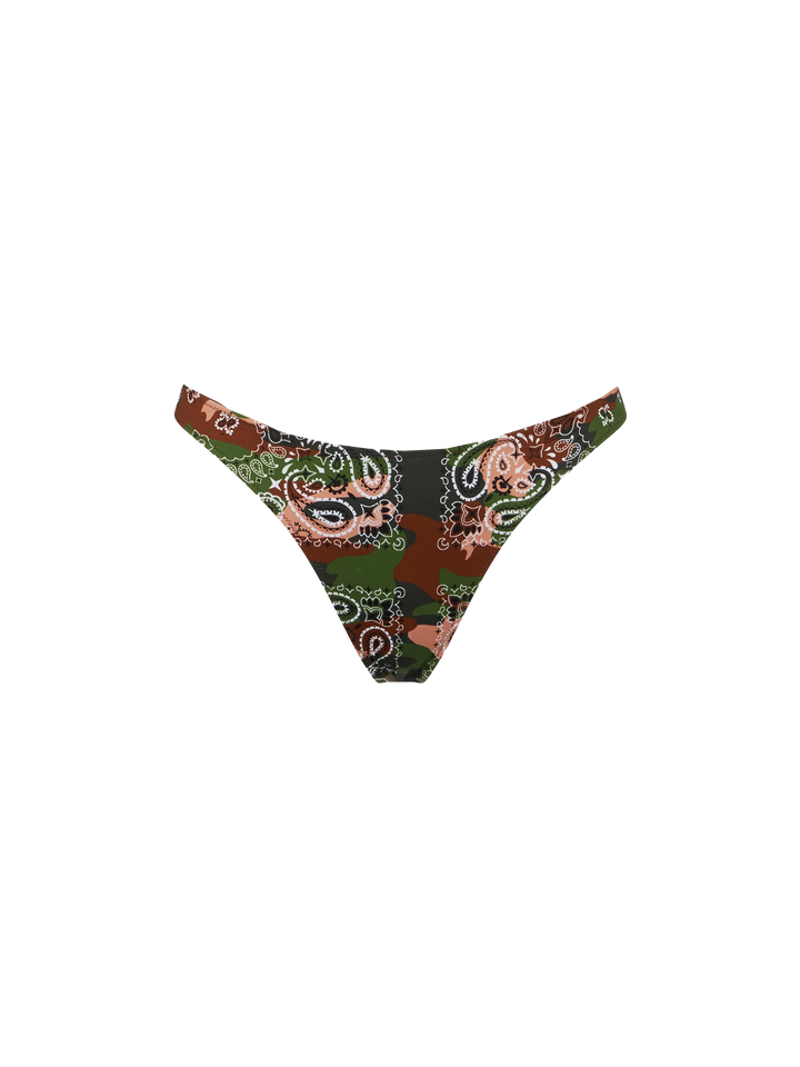 Woman bralette bikini with mimetic bandanna print