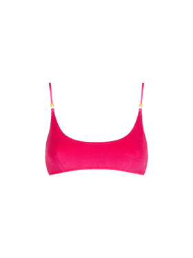 Woman fuchsia terry bralette swimsuit
