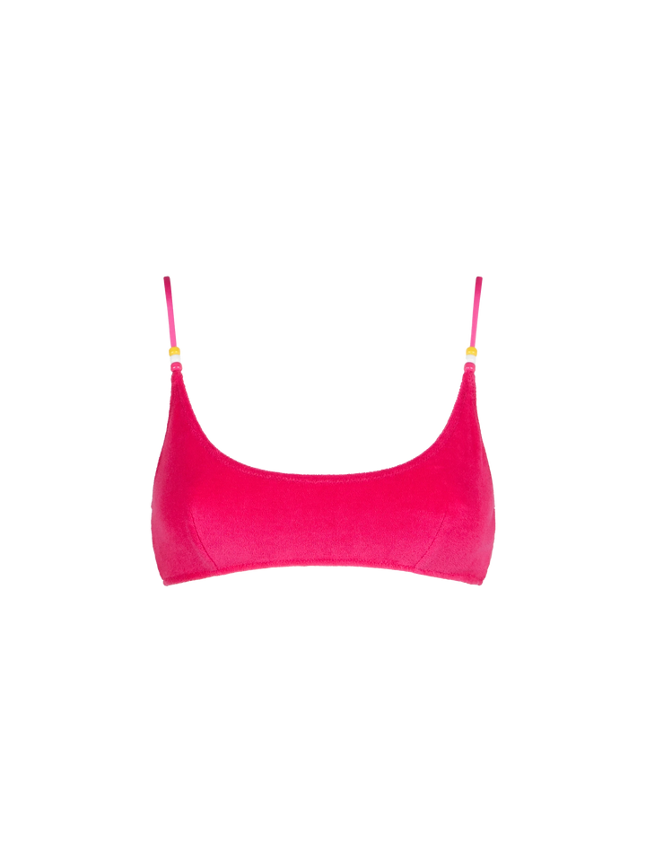 Woman fuchsia terry bralette swimsuit