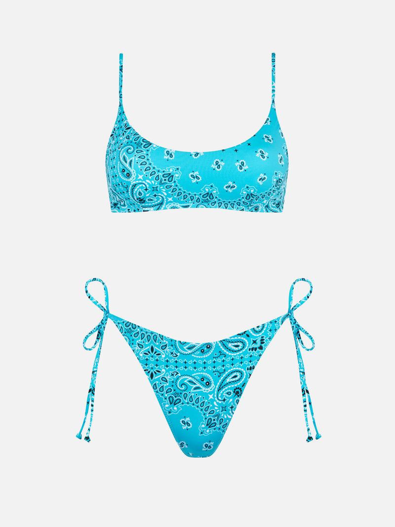 Damen-Bralette-Bikini mit Bandana-Print