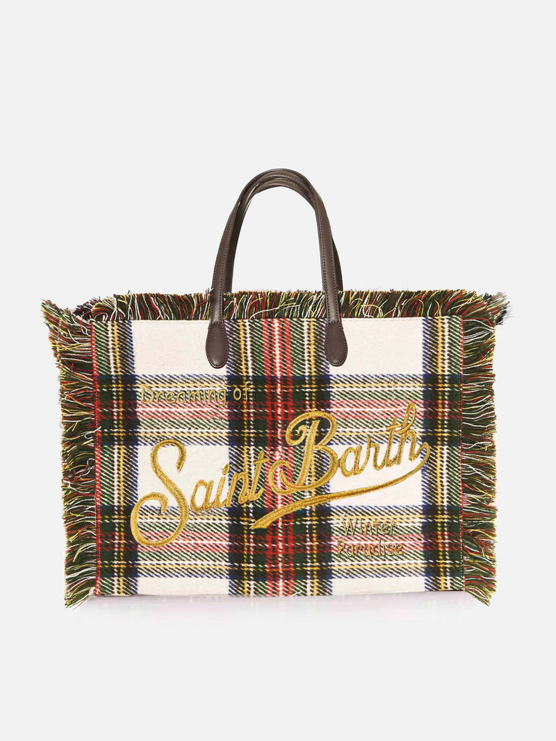 Vanity wooly white tartan shoulder bag