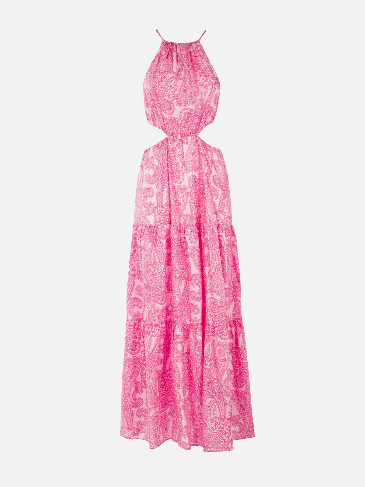 Woman cut out long dress Kaby with paisley print