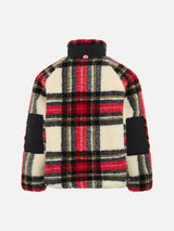 Girl sherpa jacket with tartan print