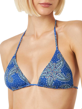 Woman triangle bikini with paisley print